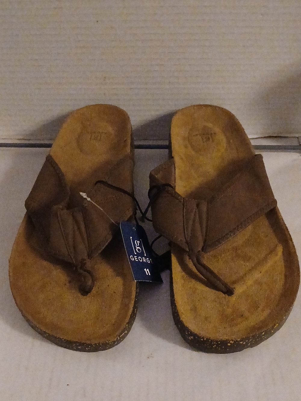 George Men's Brown Suede Toe-Post Sandals